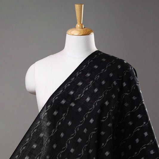 Black - Sambalpuri Ikat Weaving Cotton Fabric 01