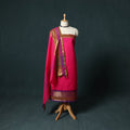 Pink - Kandangi Chettinad Cotton 2pc Unstitched Dress Material Kurta Set 08