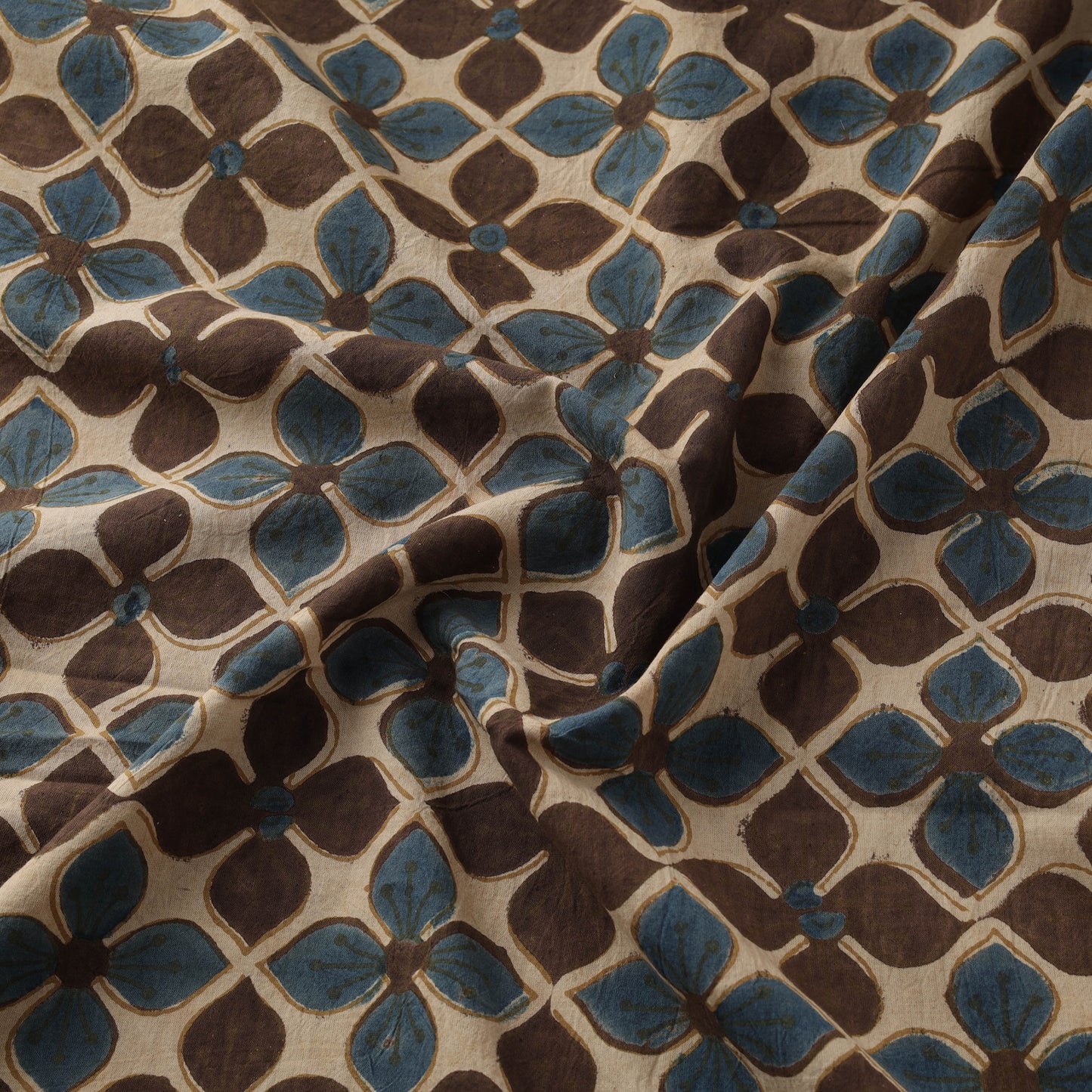 Kutch Hand Block Ajrakh Print Natural Dyed Cotton Fabric 48