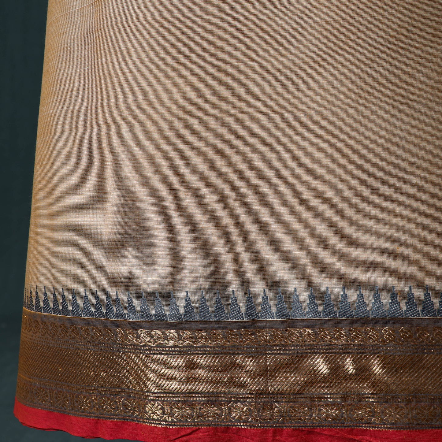 Beige - Kandangi Chettinad Cotton 2pc Unstitched Dress Material Kurta Set 09