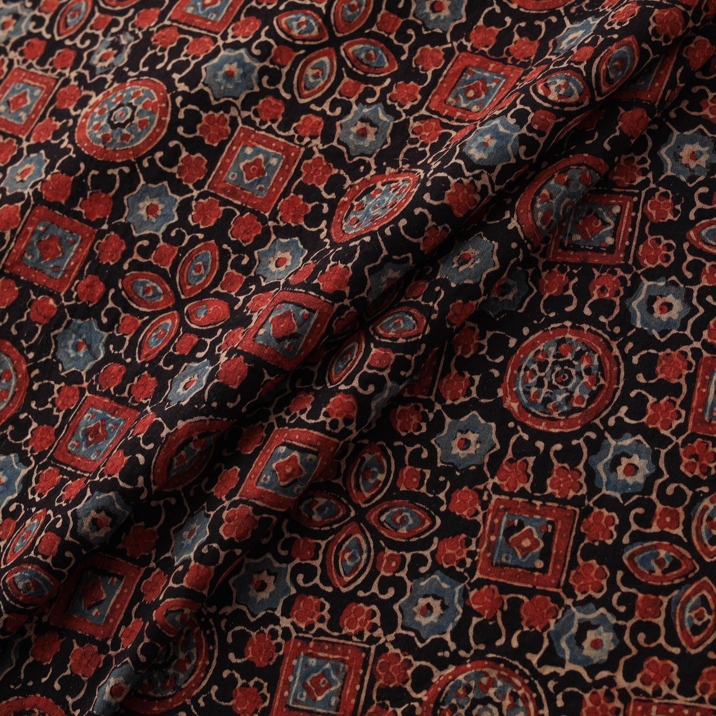 Kutch Hand Block Ajrakh Print Natural Dyed Cotton Fabric 55