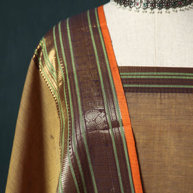 Brown - Kandangi Chettinad Cotton 2pc Unstitched Dress Material Kurta Set 11