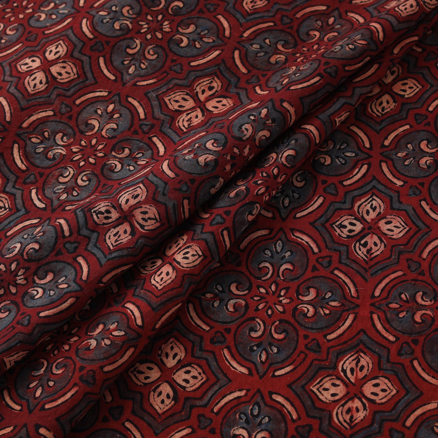 Kutch Hand Block Ajrakh Print Natural Dyed Cotton Fabric 56