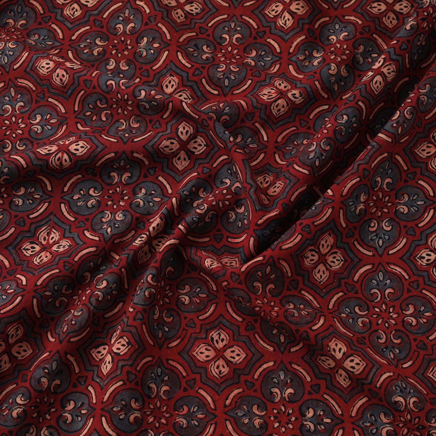 Kutch Hand Block Ajrakh Print Natural Dyed Cotton Fabric 56