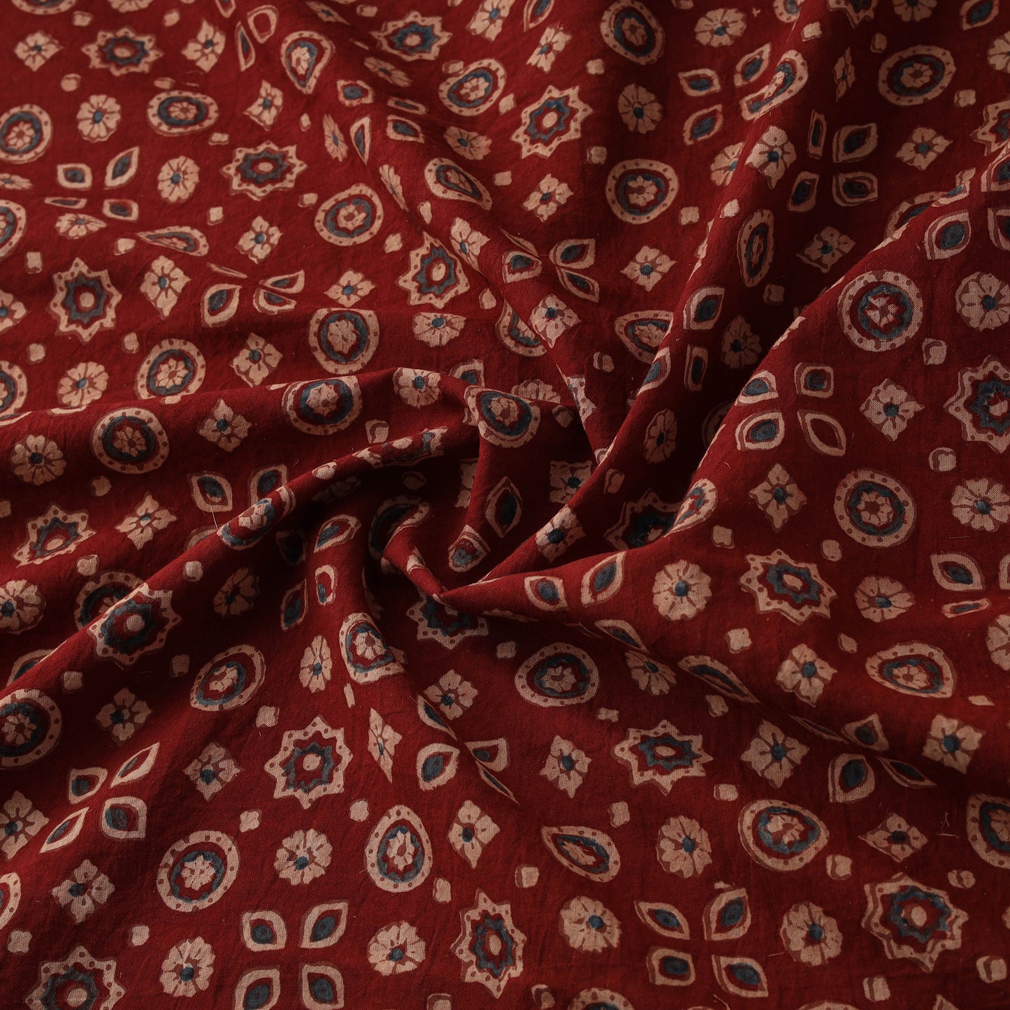 Kutch Hand Block Ajrakh Print Natural Dyed Cotton Fabric 57