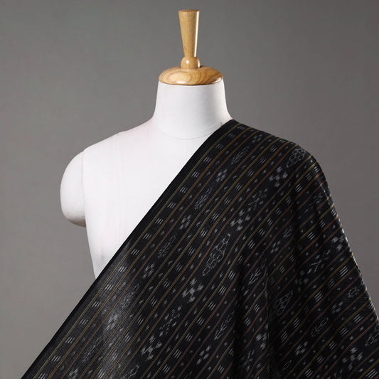 Black - Sambalpuri Ikat Weaving Cotton Fabric