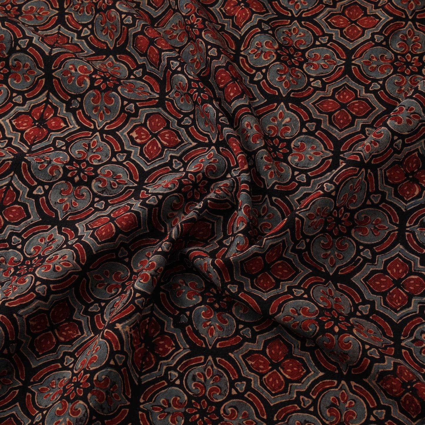 Kutch Hand Block Ajrakh Print Natural Dyed Cotton Fabric 59