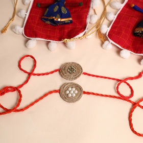  Handmade Bead & Stone Work Jute Rakhi (Set of 2)