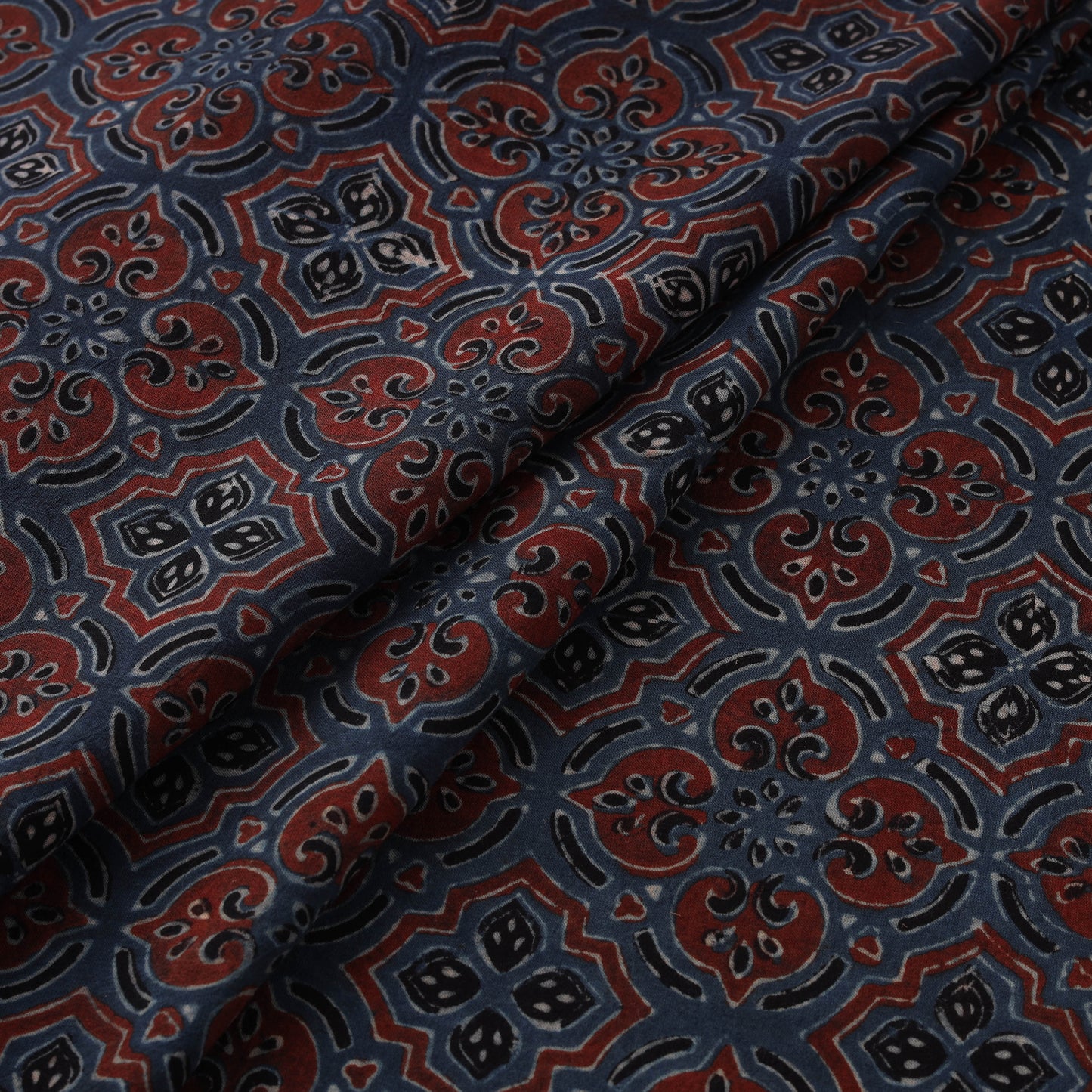Kutch Hand Block Ajrakh Print Natural Dyed Cotton Fabric 61