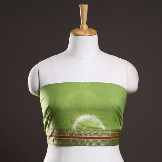 Green - Shibori Tie-Dye Cotton Blouse Piece