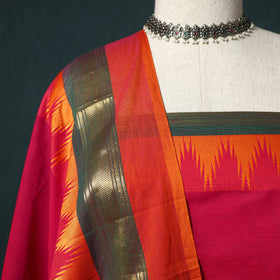 Red - Kandangi Chettinad Cotton 2pc Unstitched Dress Material Kurta Set 15