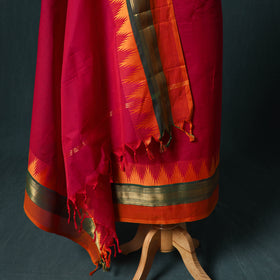 Red - Kandangi Chettinad Cotton 2pc Unstitched Dress Material Kurta Set 15