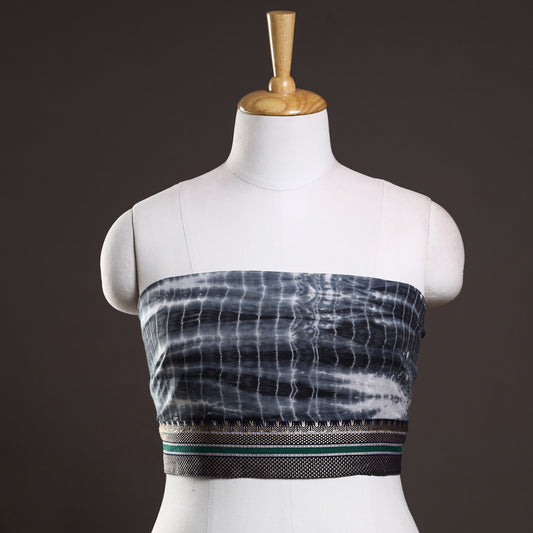 Black - Shibori Tie-Dye Cotton Blouse Piece