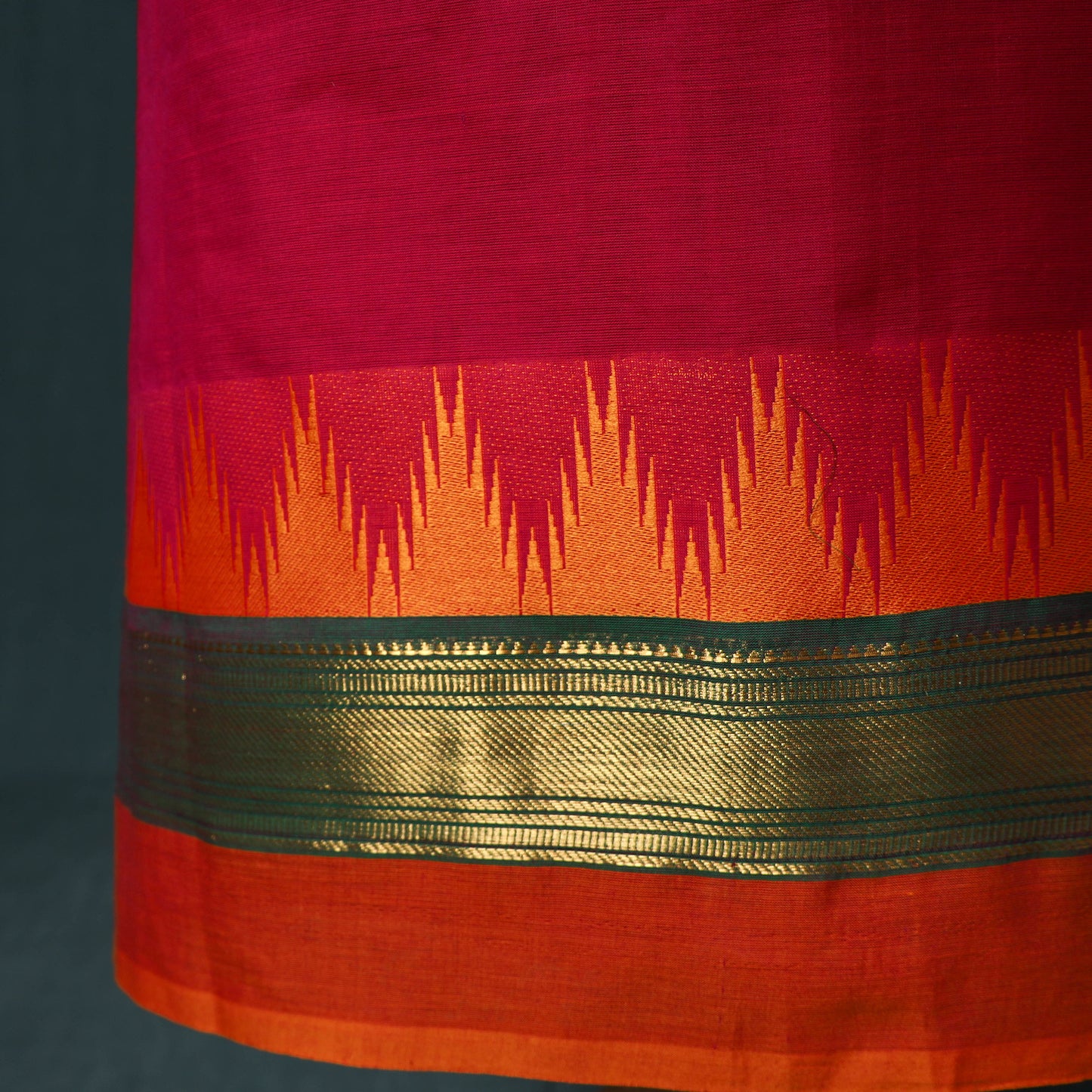 Red - Kandangi Chettinad Cotton 2pc Unstitched Dress Material Kurta Set 15
