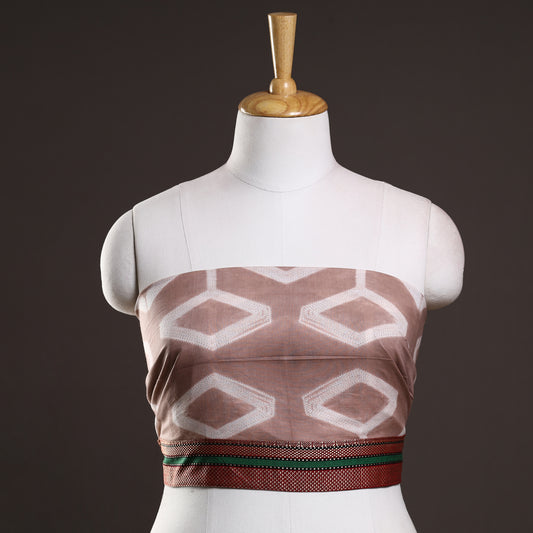 Brown - Shibori Tie-Dye Cotton Blouse Piece
