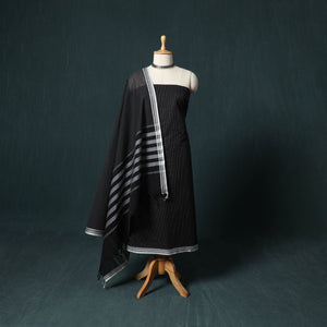Black - Kandangi Chettinad Cotton 2pc Unstitched Dress Material Kurta Set 18