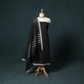 Black - Kandangi Chettinad Cotton 2pc Unstitched Dress Material Kurta Set 18