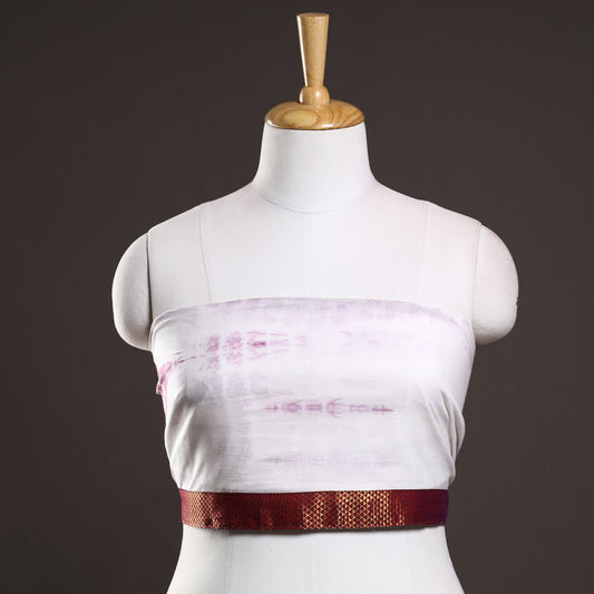 White - Shibori Tie-Dye Cotton Blouse Piece