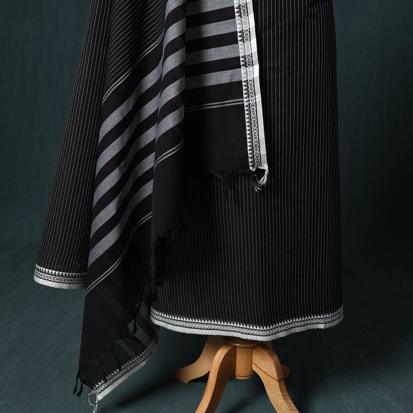 Black - Kandangi Chettinad Cotton 2pc Unstitched Dress Material Kurta Set 18