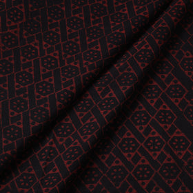Buy Black Akola Block Printed Cotton Fabric Online