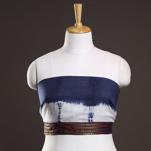 Blue - Shibori Tie-Dye Cotton Blouse Piece