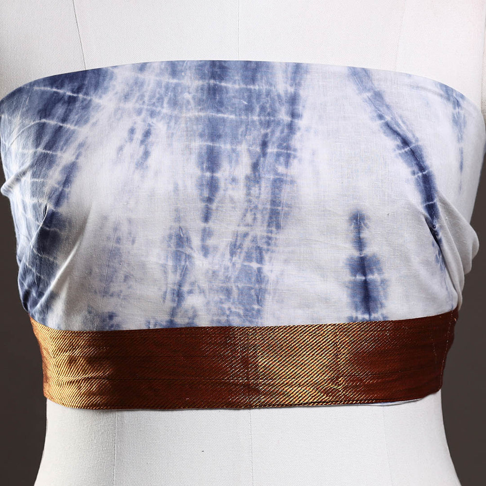 Blue - Shibori Tie-Dye Cotton Blouse Piece