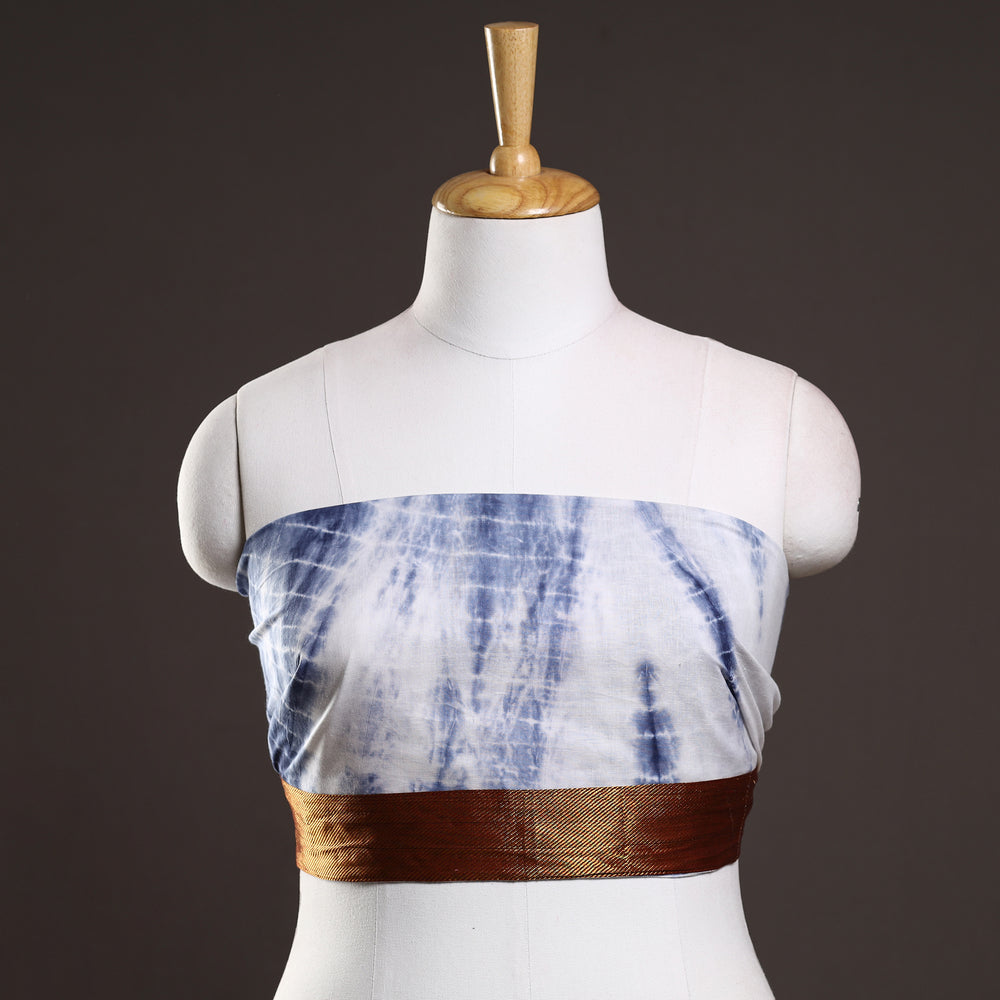 Blue - Shibori Tie-Dye Cotton Blouse Piece