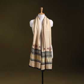 Beige - kutch ahir hand embroidery mirror work woollen