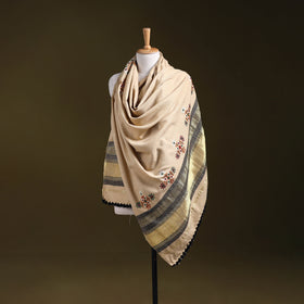 Beige - kutch ahir hand embroidery mirror work woollen