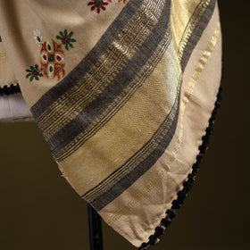Beige - kutch ahir hand embroidery mirror work woollen