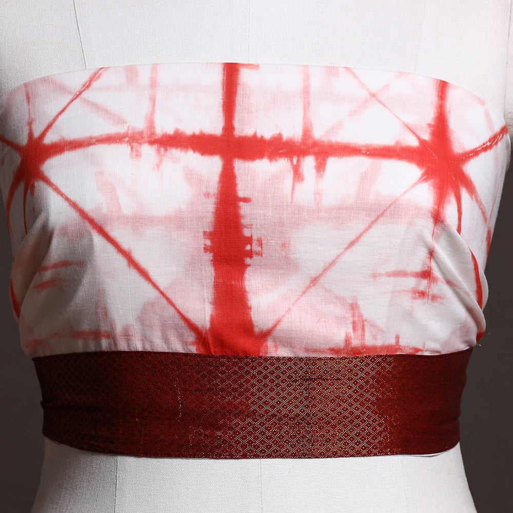 Red - Shibori Tie-Dye Cotton Blouse Piece