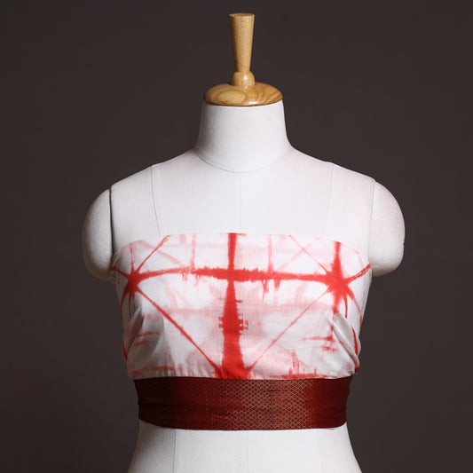 Red - Shibori Tie-Dye Cotton Blouse Piece