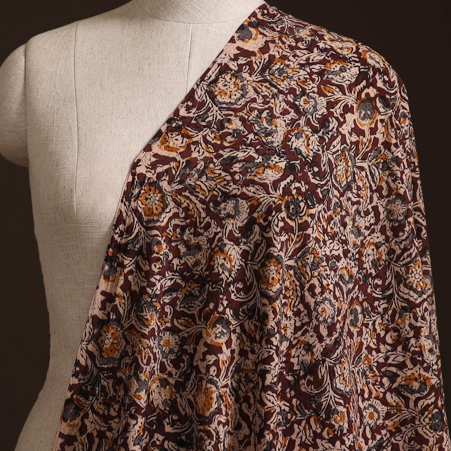 Pedana Kalamkari Hand Block Print Natural Dyed Cotton Fabric 01