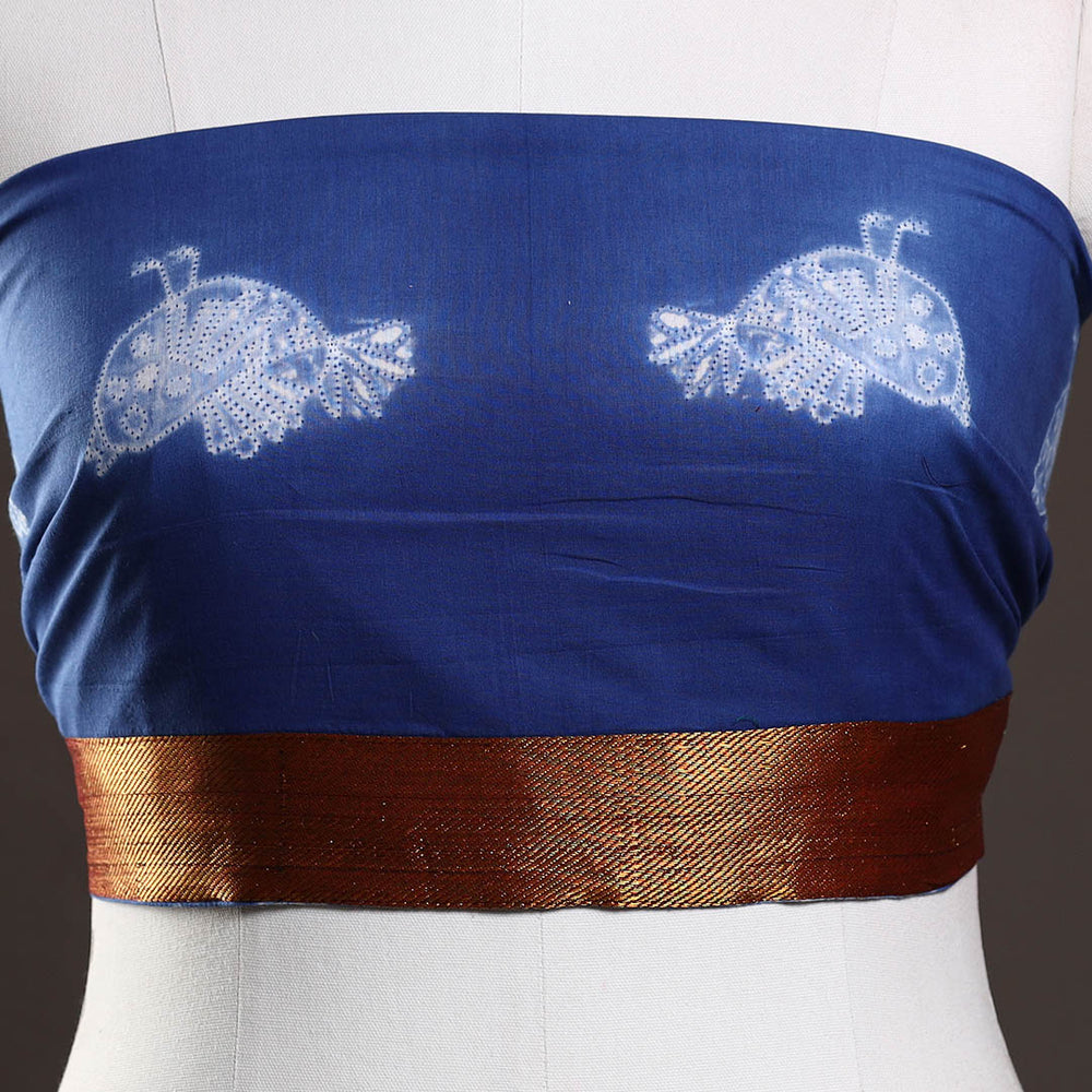 Blue - Shibori Tie-Dye Cotton Blouse Piece