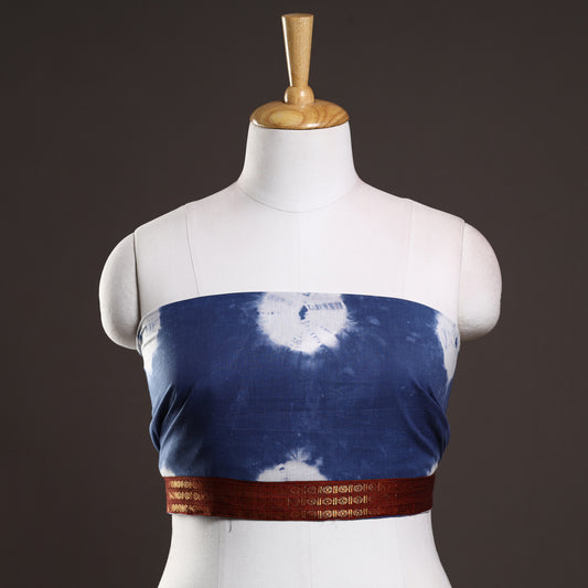 Blue - Shibori Tie-Dye Cotton Blouse Piece