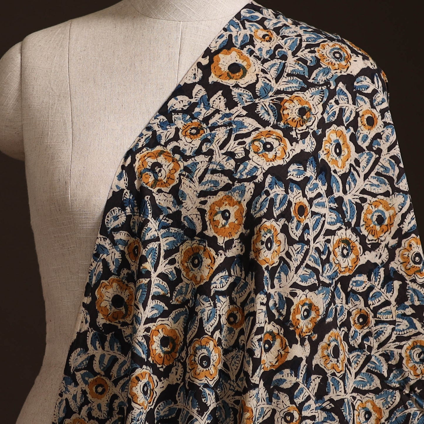 Pedana Kalamkari Hand Block Print Natural Dyed Cotton Fabric 03