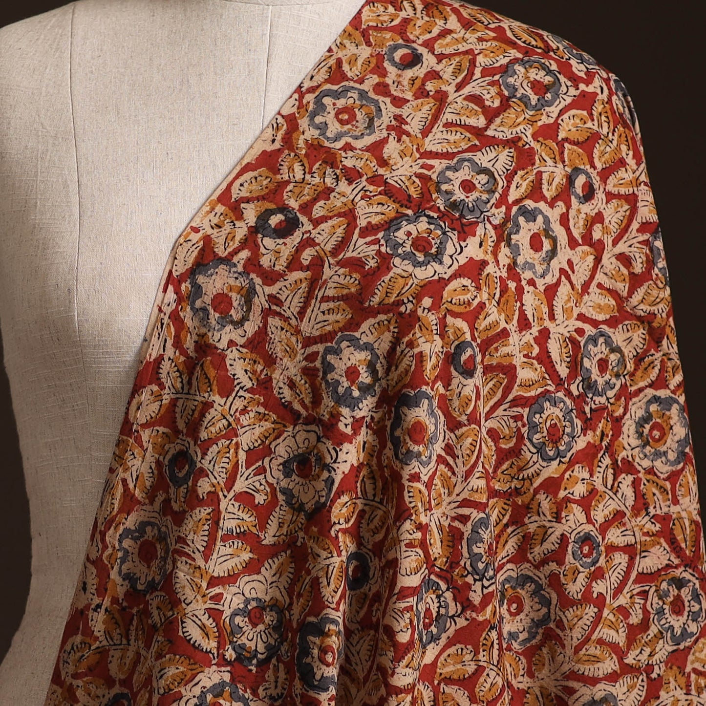 Pedana Kalamkari Hand Block Print Natural Dyed Cotton Fabric 04