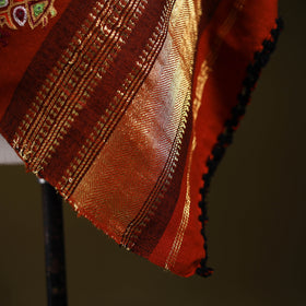 Red - kutch ahir hand embroidery mirror work woollen shawl