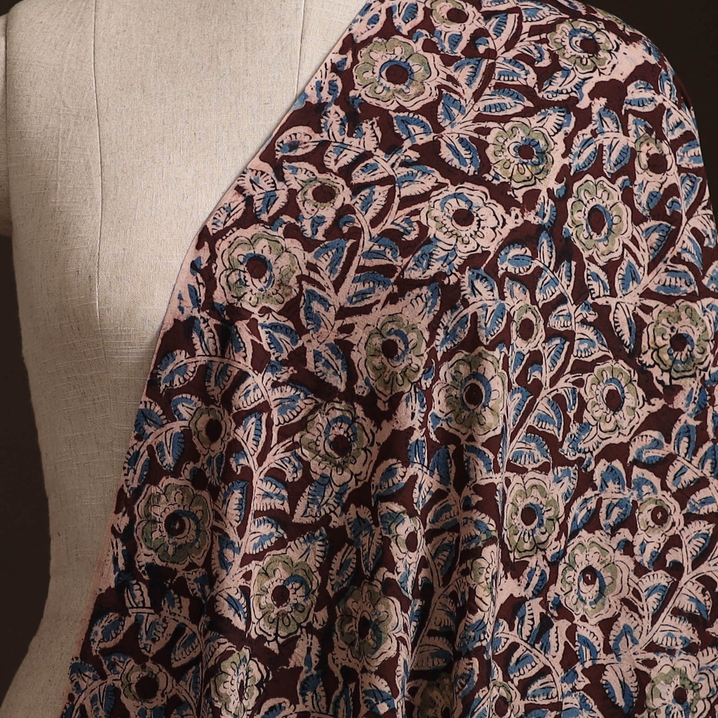 Pedana Kalamkari Hand Block Print Natural Dyed Cotton Fabric 07