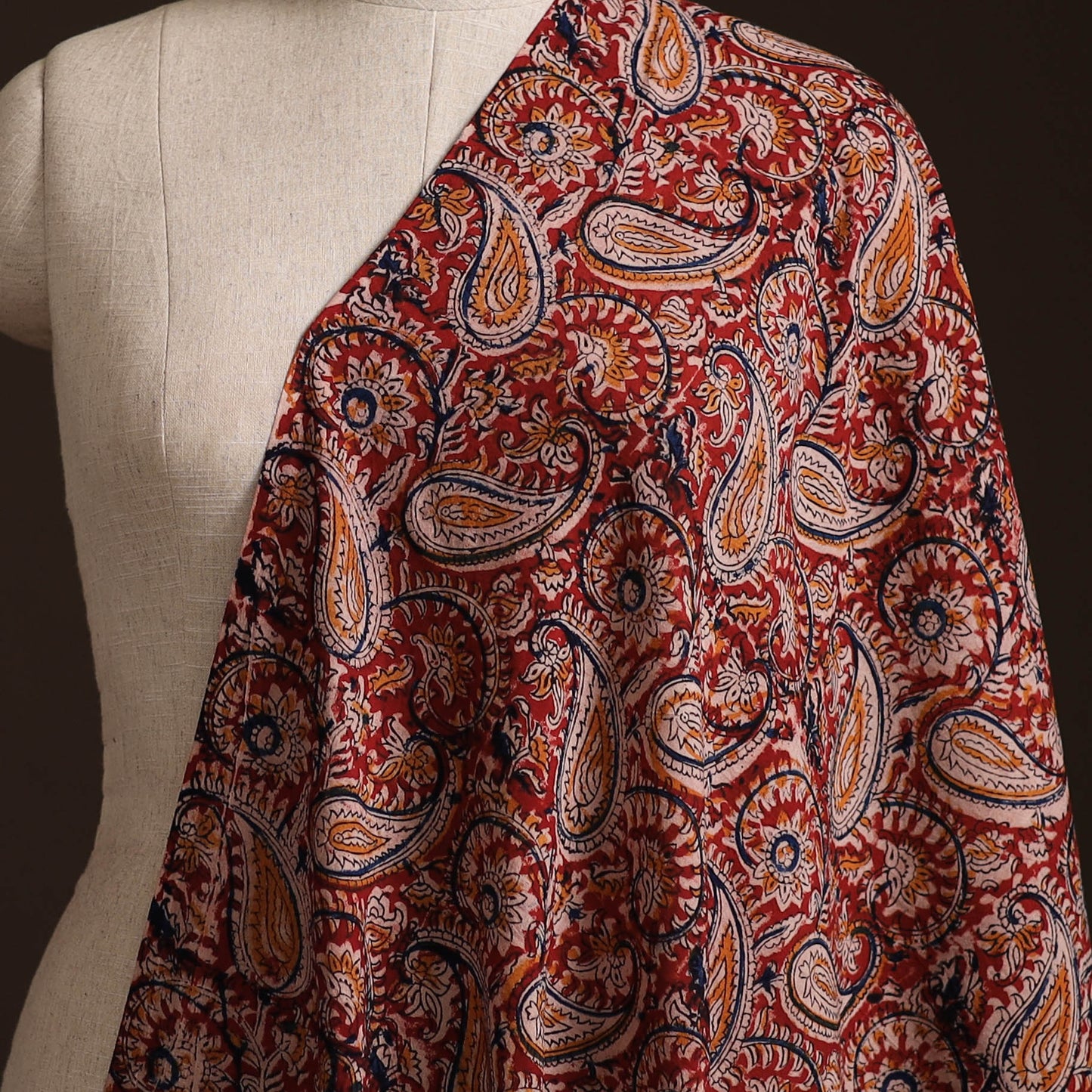 Pedana Kalamkari Hand Block Print Natural Dyed Cotton Fabric 08