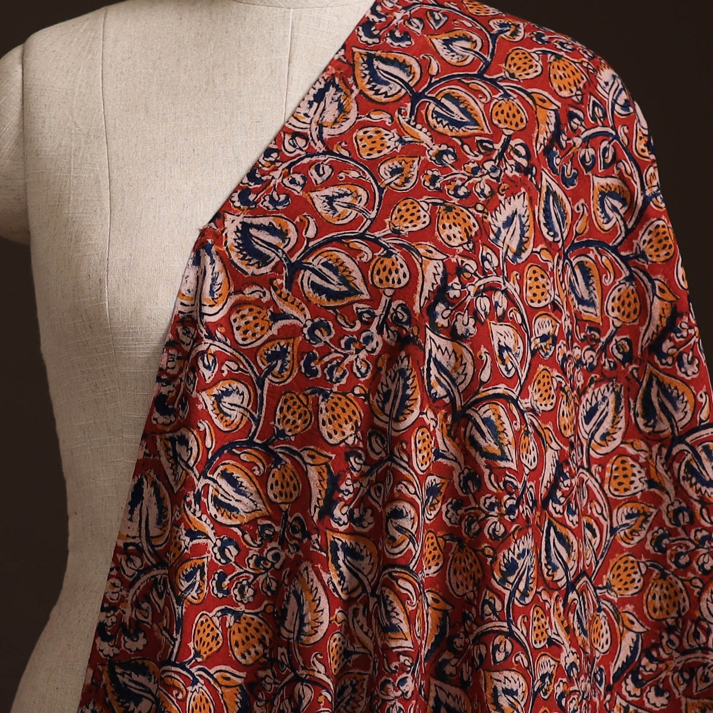 Pedana Kalamkari Hand Block Print Natural Dyed Cotton Fabric 12