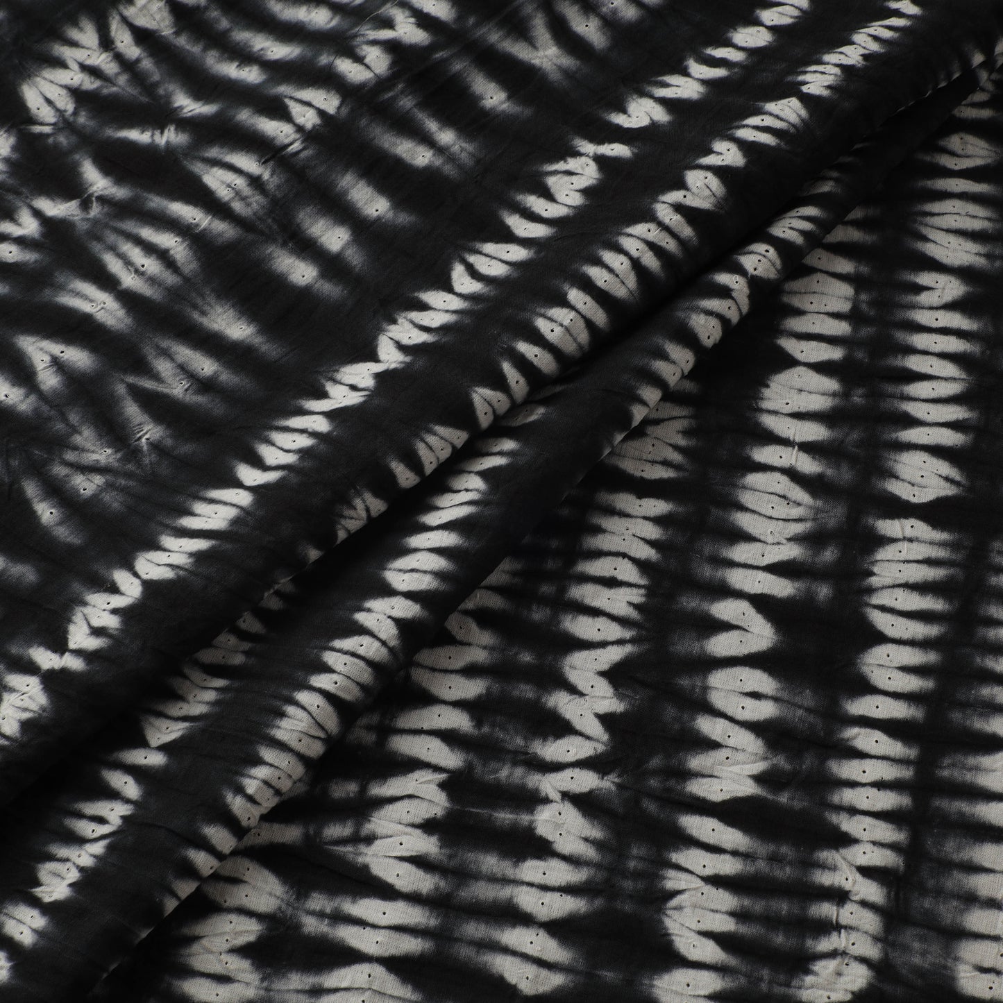 Black - Shibori Tie-Dye Pure Cotton Fabric 09