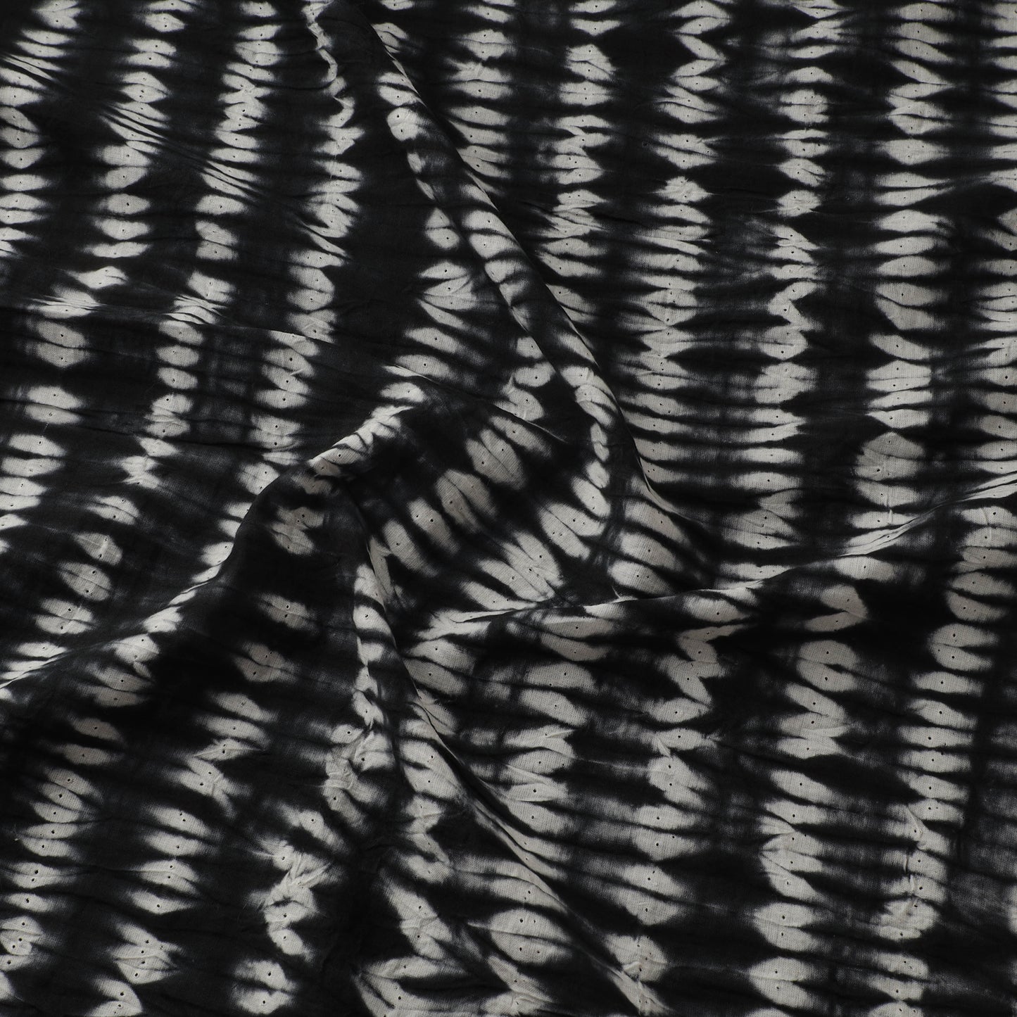 Black - Shibori Tie-Dye Pure Cotton Fabric 09