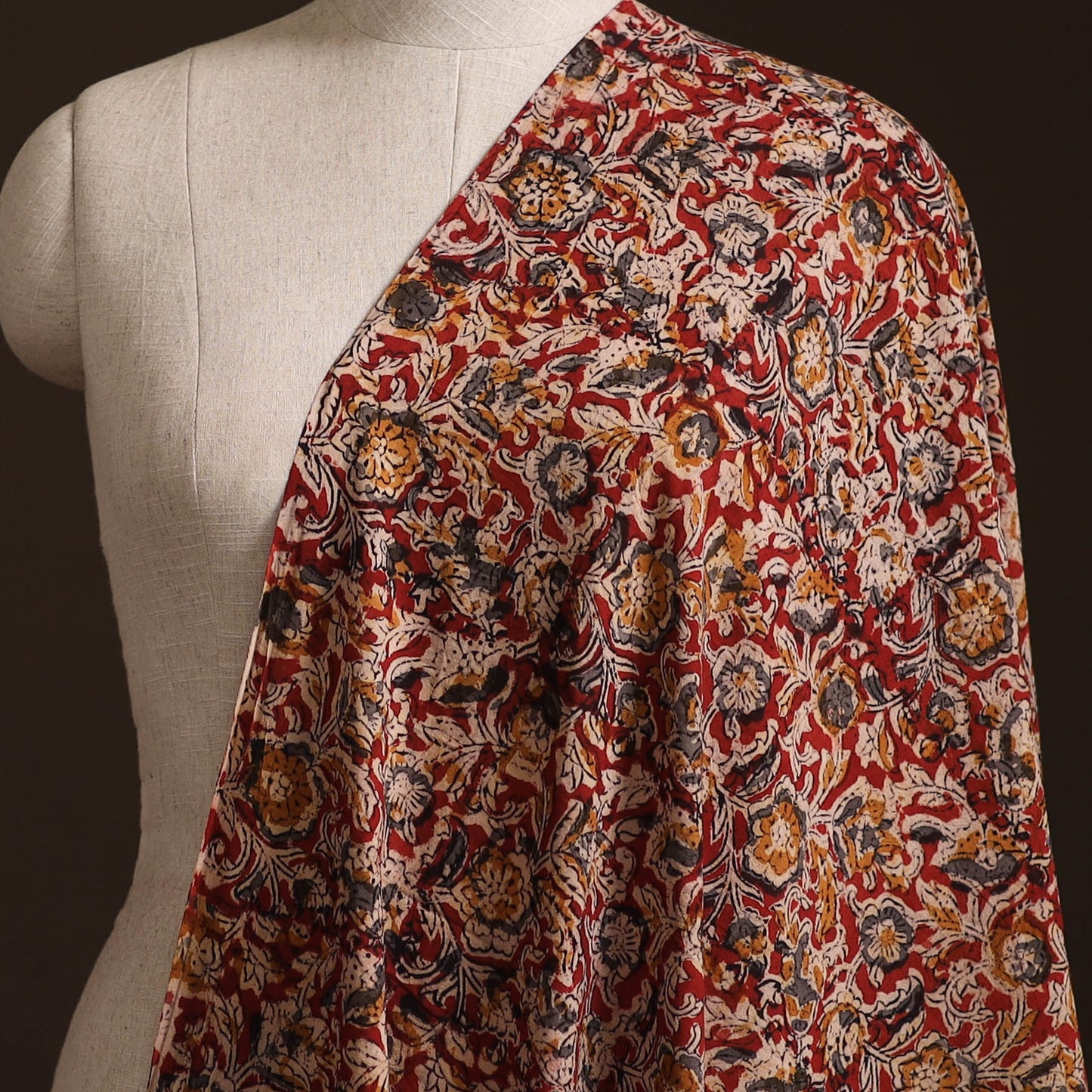 Pedana Kalamkari Hand Block Print Natural Dyed Cotton Fabric 13