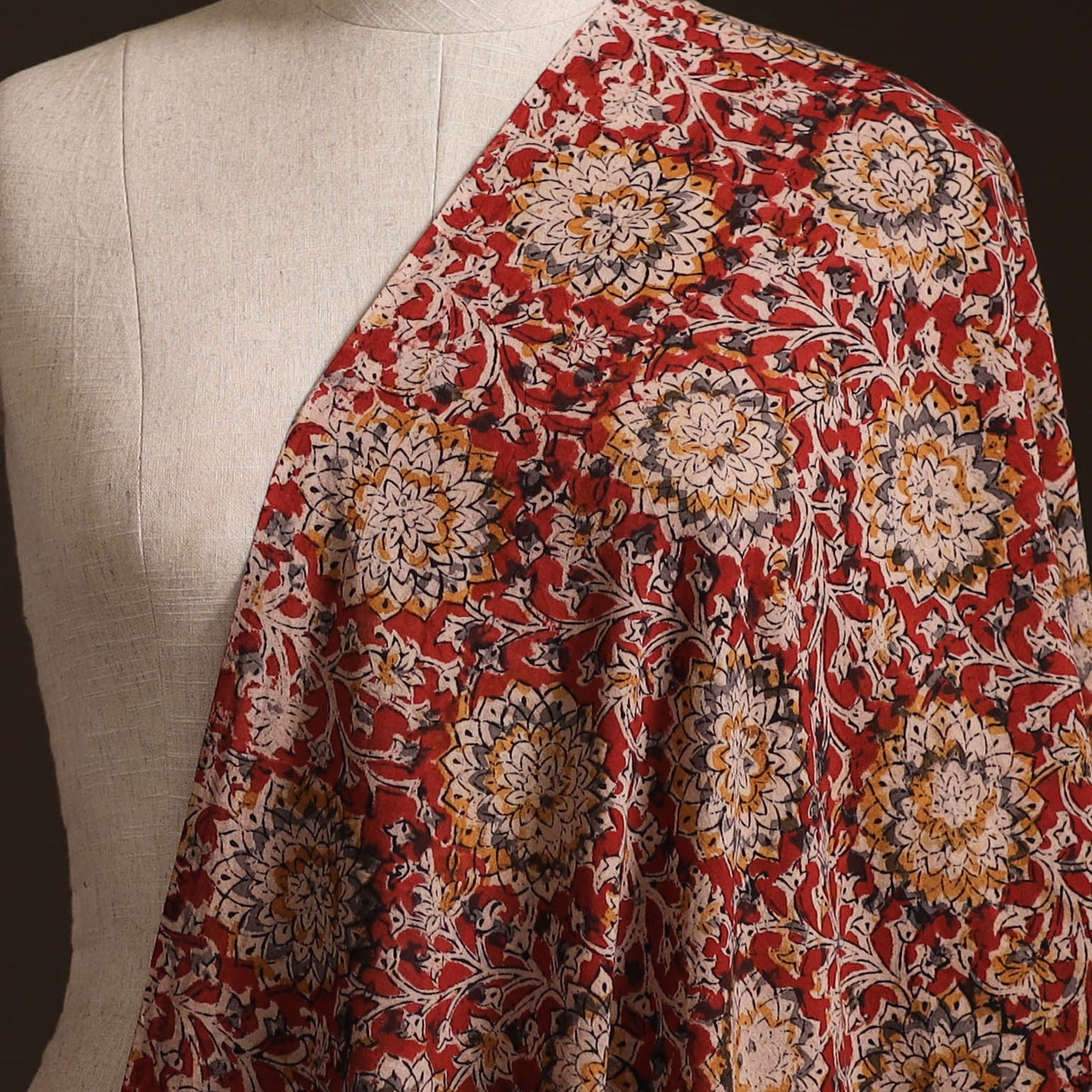 Pedana Kalamkari Hand Block Print Natural Dyed Cotton Fabric 17