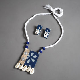 Buy Handmade Shell Jute Fabart Necklace Set Online