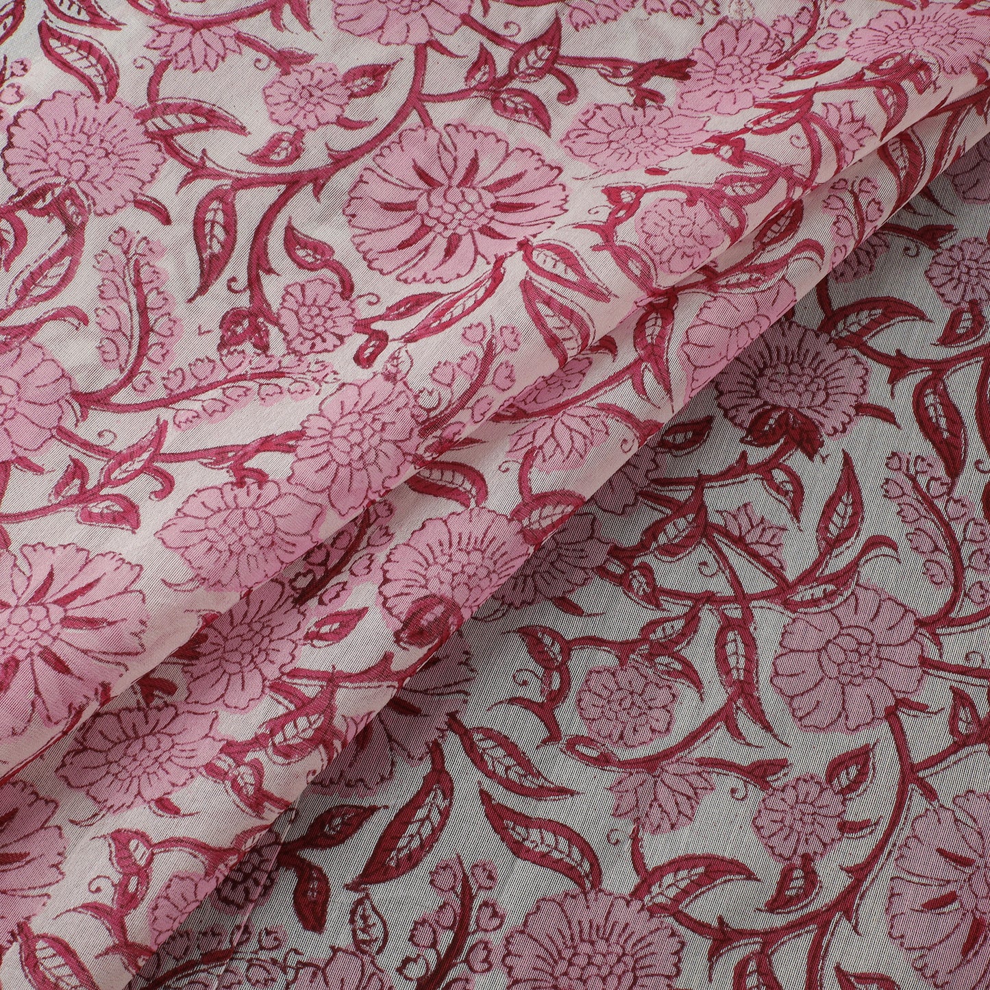 Sanganeri Hand Block Print Chanderi Silk Fabric 10
