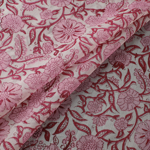Sanganeri Hand Block Print Chanderi Silk Fabric 10