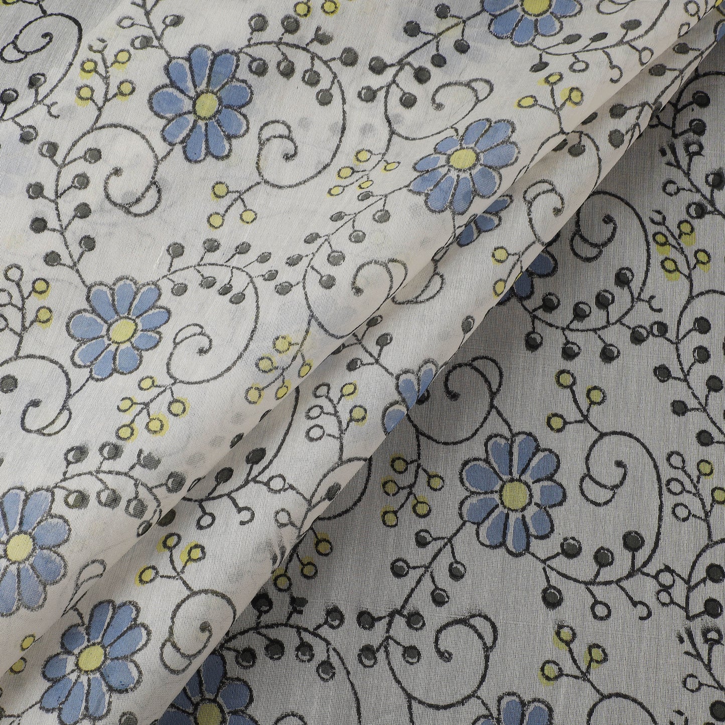 Sanganeri Hand Block Print Chanderi Silk Fabric 09