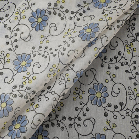 Sanganeri Hand Block Print Chanderi Silk Fabric 09